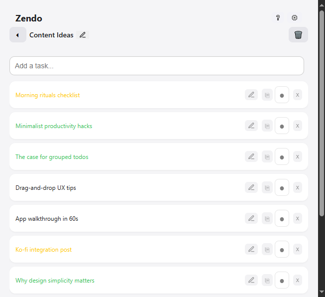 Zendo Extension Screenshot
